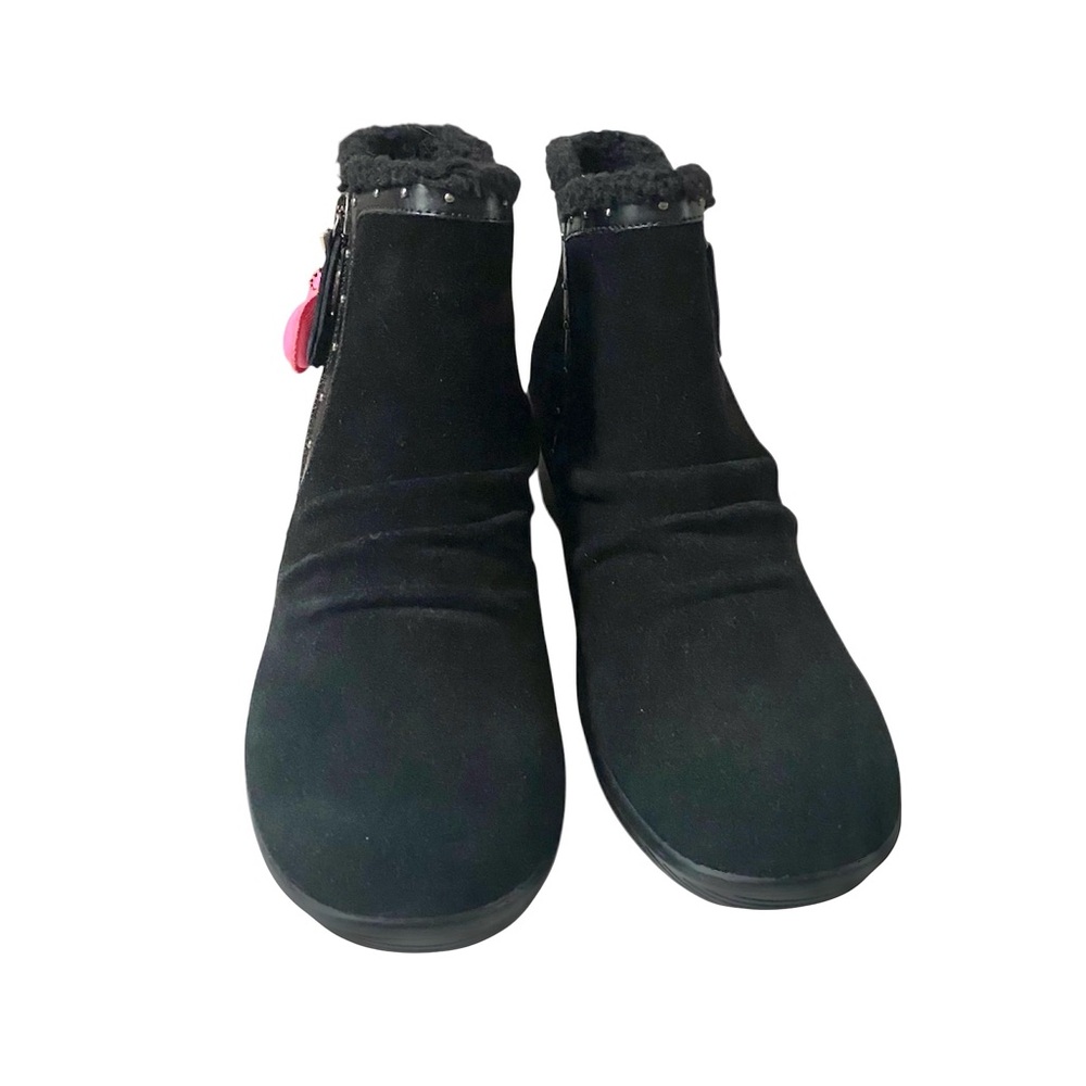 WOMENS SKECHERS SIZE 8 JUMPER SWEET STUD BLACK SUEDE ZIP ANKLE SHERPA TRIM BOOTS - Picture 10 of 12
